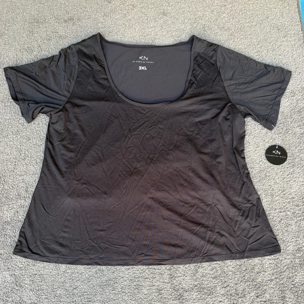 Klassy Network Brami Tee Black Short Sleeve Scoop Neck Plus Size 3XL NEW